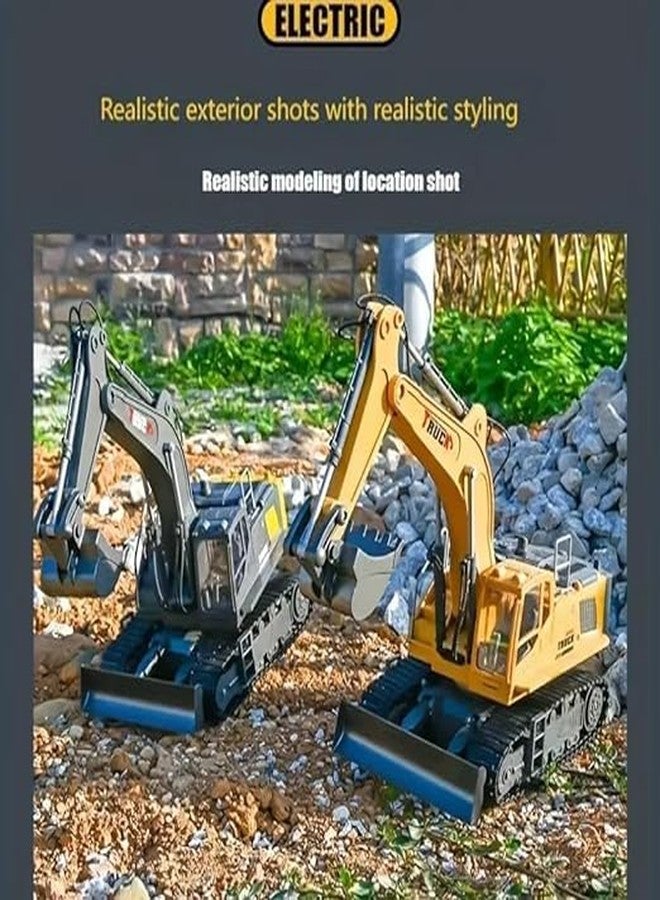 Ramokdu لعبة حفارة راموكدو التي تعمل بالتحكم عن بعد، بمقياس 1/18، بتردد 2.4 جيجاهرتز، مزودة بدخان وصوت وأضواء، ودوران 680 درجة، و15 قناة، لعبة شاحنة جرار بناء تعمل بالتحكم عن بعد للأطفال - Image 5